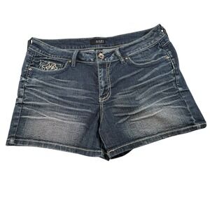 a.n.a Denim Blue Jean Shorts Whiskered Size 16P Bling Pockets Sequins Y2K Cheeky